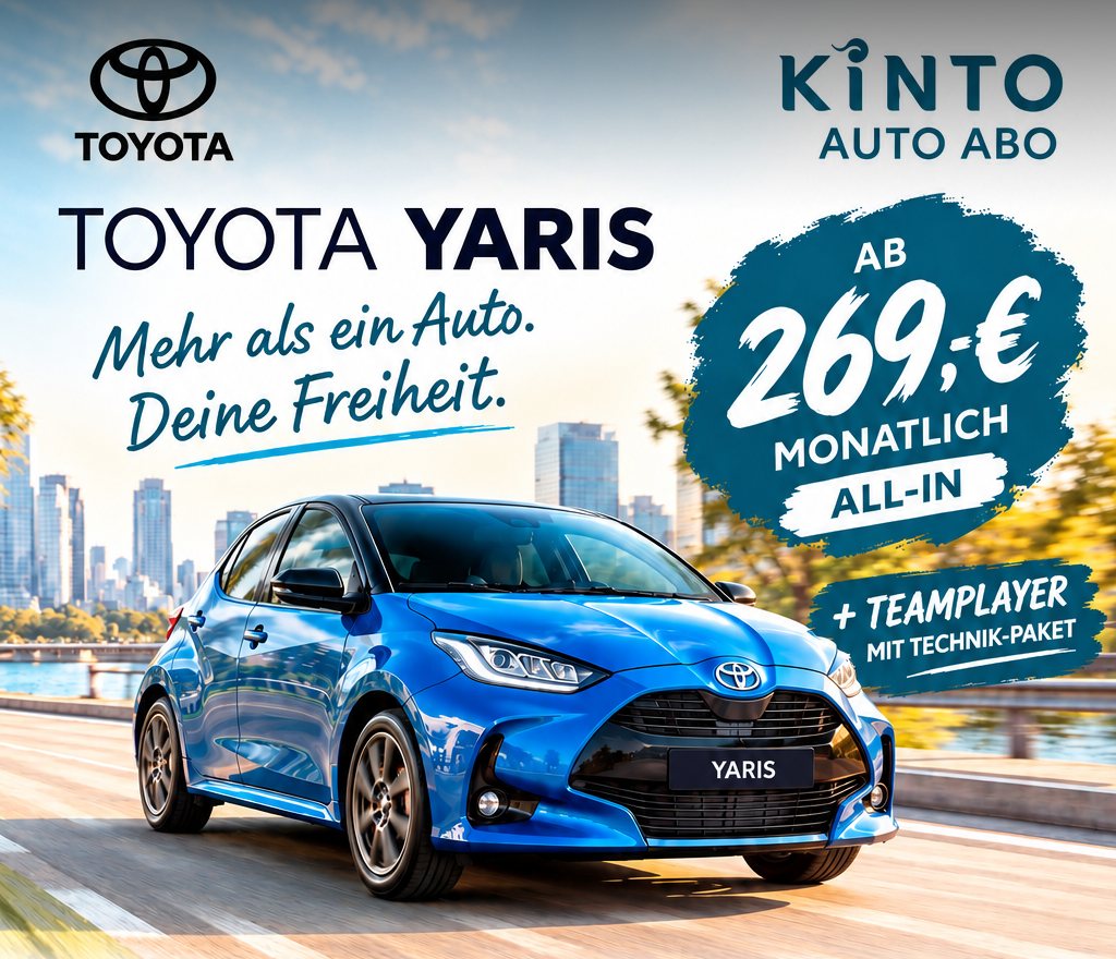 Toyota Yaris – KINTO Auto Abo ab 269 € monatlich all-in